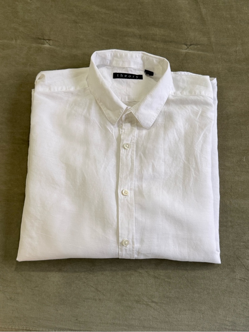 Theory White Linen Blend Button Front Shirt Women’s Large